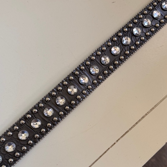 Studded Black Belt with Silver Buckle - Picture 5 of 9